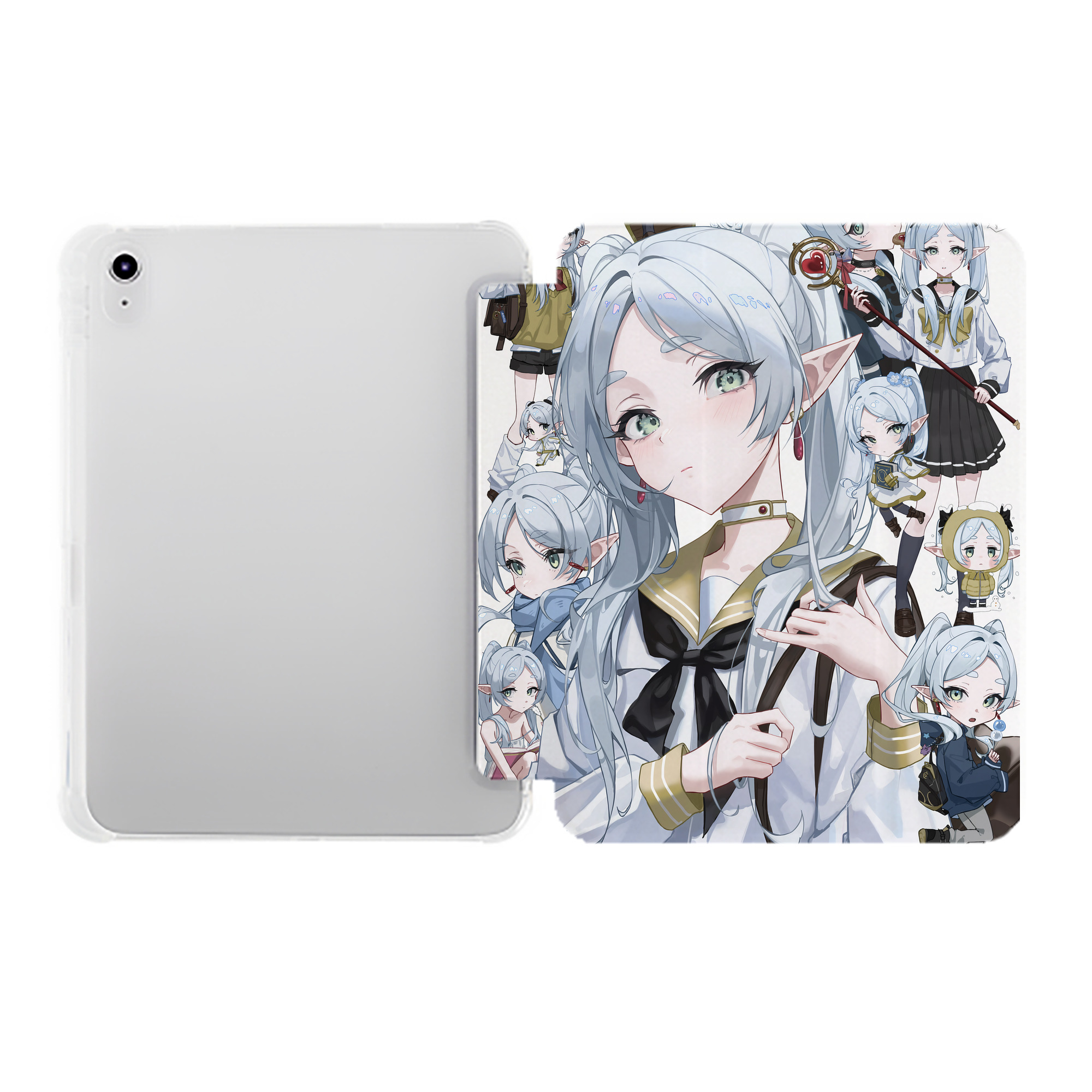 （画像用） 葬送のフリーレン Frieren IPad ケース ペン収納付き 三つ折りスタンド PUレザー×シリコン 対応機種9.5/10.5/10.9インチ